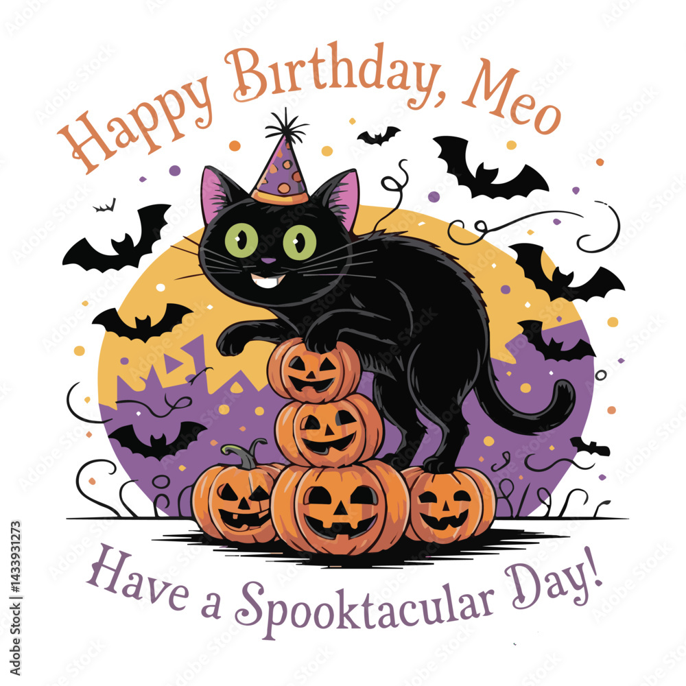 Fun Halloween Birthday Card with Ghost and Bats Fun Halloween Birthday Card with Ghost and Bats