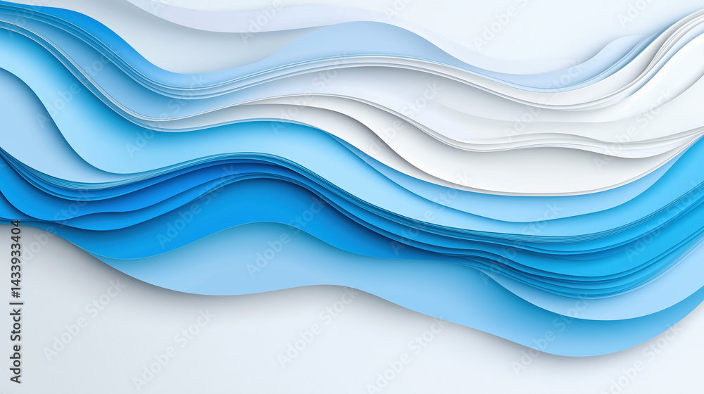 Fototapeta premium Creative paper waves in blue and white design