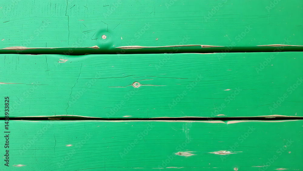 Fototapeta premium Green wooden planks with cracks