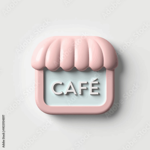 Charming Pink Cafe Emblem Icon