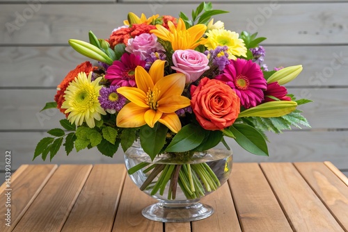 Wallpaper Mural Vibrant floral centerpiece featuring colorful flowers in a glass vase   Torontodigital.ca