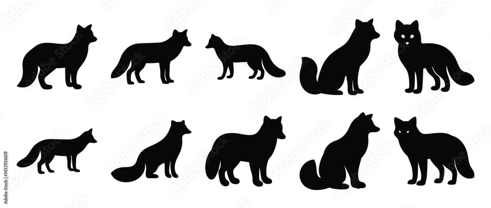 Obraz premium Collection of elegant fox silhouette designs for various creative applications and projects