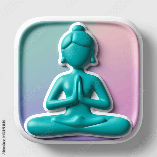 3D Yoga Pose Icon on Pastel Background