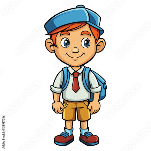 Cartoon schoolboy with backpack
