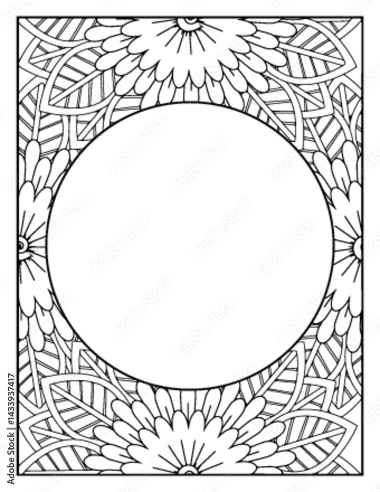 Obraz premium Flowers Circle Adult Coloring Pages
