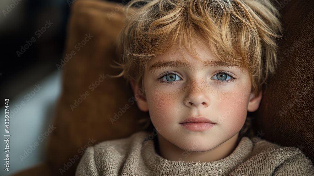 Young boy with blonde hair and blue eyes looking at the camera. Young boy with blonde hair and blue eyes looking at the camera.
