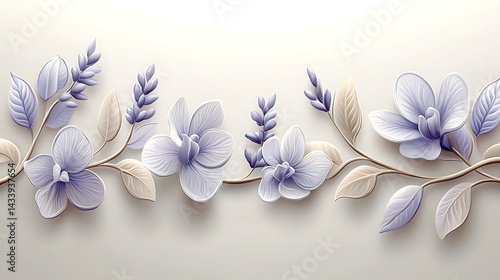 Elegant Lavender Floral Border.