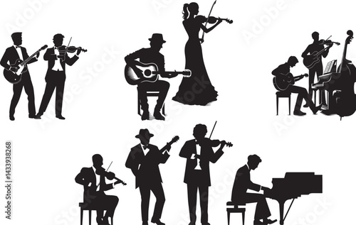 Silhouette Ensemble Musical Performance of Musicians