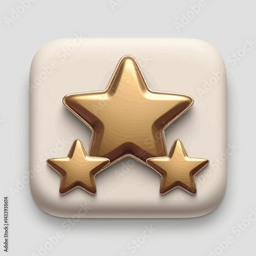 Three Gold Stars on Rounded Square Background