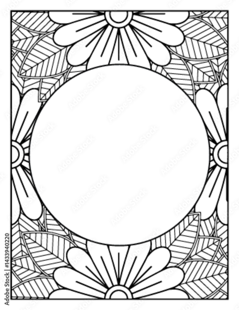Obraz premium Flowers Circle Adult Coloring Pages