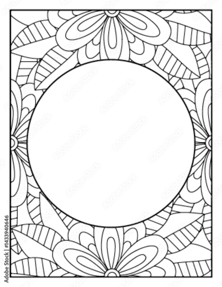 Obraz premium Flowers Circle Adult Coloring Pages