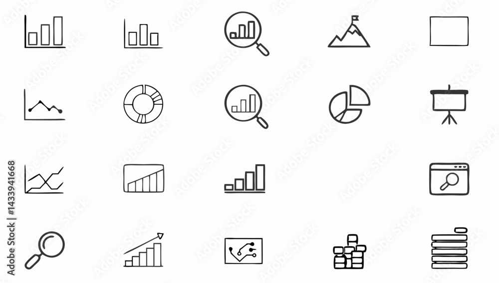 Fototapeta premium data analysis set of web icons in line style data.eps