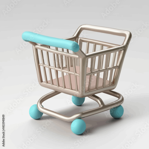 3D Render of Shopping Cart on White Background