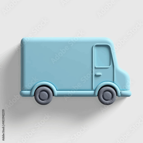 Light Blue Delivery Van Illustration on White Background