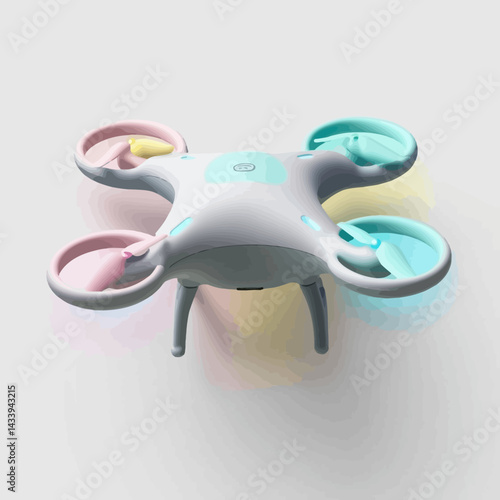 Colorful Toy Drone on White Background