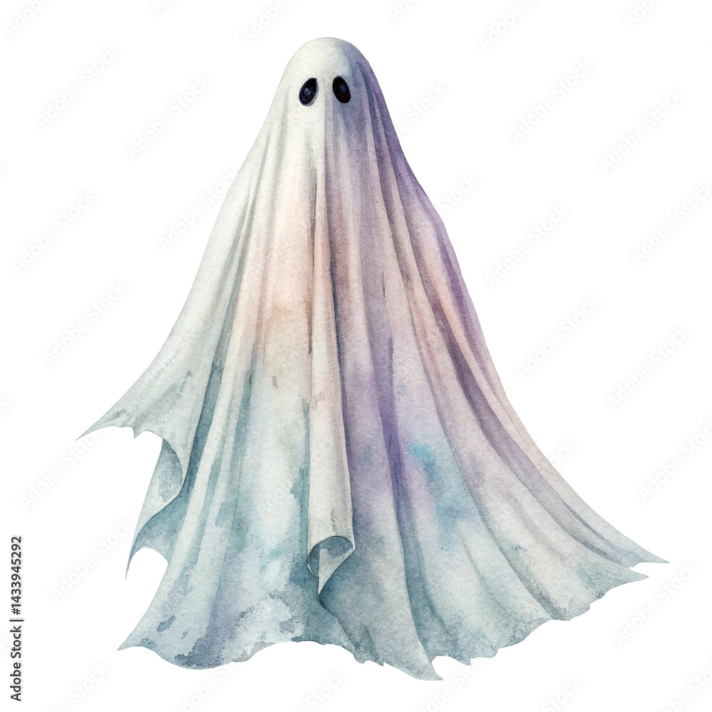 Watercolor ghost illustration isolated on transparent background
Watercolor ghost illustration isolated on transparent background