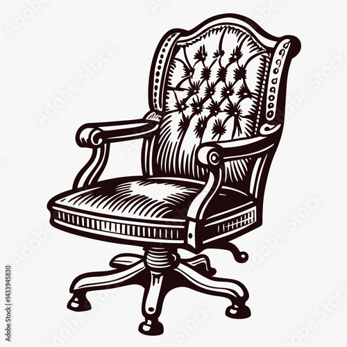 Vintage armchair with ornate carvings and upholstery details