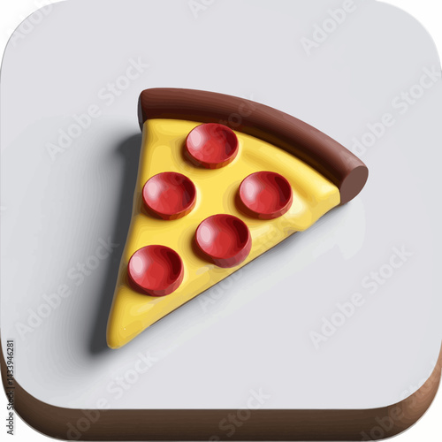 Slice of Pepperoni Pizza on White Plate