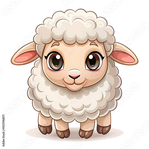 Adorable Cartoon Sheep Cute Lamb Illustration on transparent background