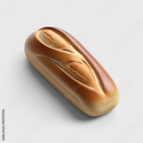 Freshly Baked Bread Loaf Isolated on White Background