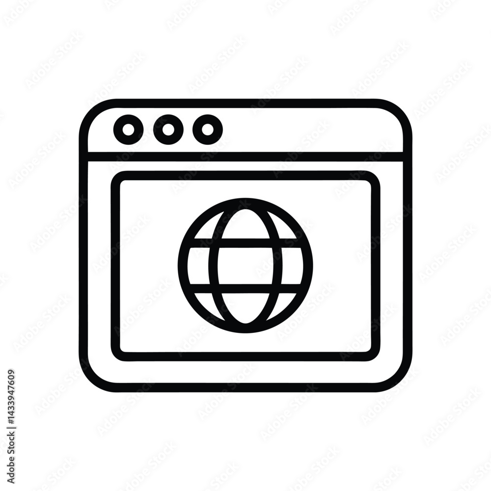 Web Page Browser Icon with Editable Stroke Style Web Page Browser Icon with Editable Stroke Style