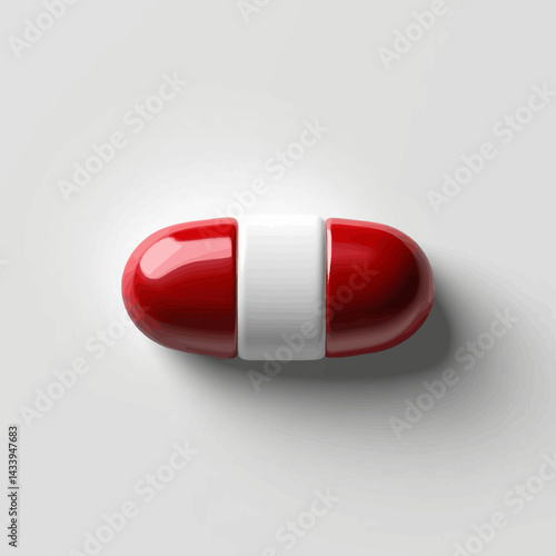 Red and White Capsule on White Background