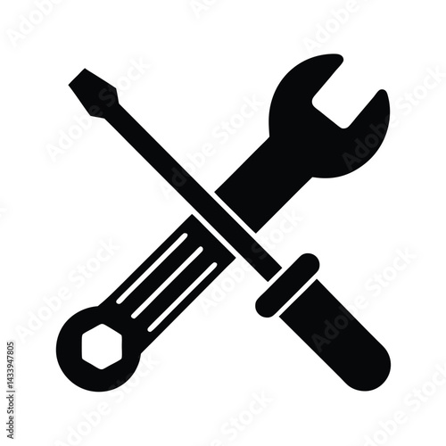 Wrench and Screwdriver Vector Style Icon