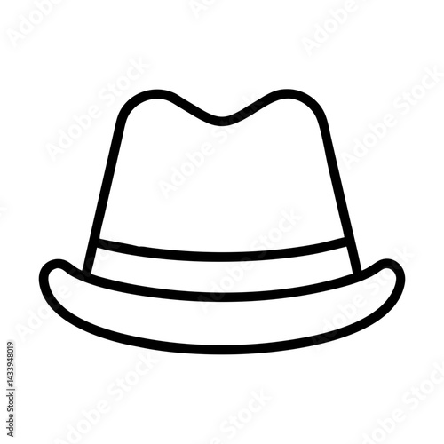 hat line drawn beauty fashion industry. vector art - outline icon hat, isolated white background