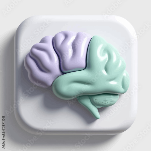 Stylized Brain Icon in Pastel Colors