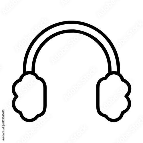 ear muffs line drawn beauty fashion industry. vector art - outline icon ear muffs, isolated white background
