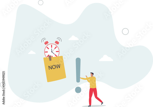 Stop procrastination, do it now or decision to finish work or appointment in time concept. character life .