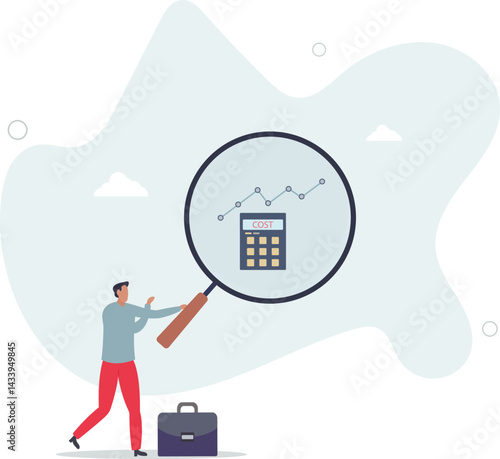 Cost management or expense analysis, business strategy to analyze and reduce cost to gain more profit concept. character life .