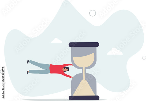 Deadline or time counting down on business project, time management, urgency or time schedule concept. character life .