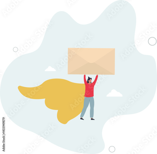 Email communication, marketing campaign from subscription, sending message or information concept. character life .