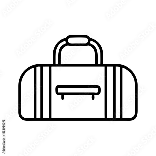 duffel bags line drawn beauty fashion industry. vector art - outline icon duffel bags, isolated white background