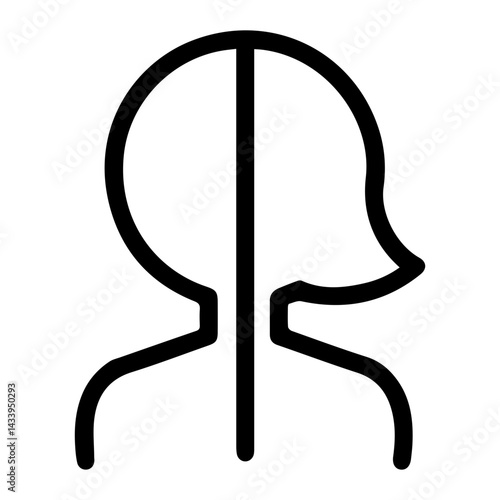 Two minimalist figures, one rounded, one pointed head. Symbolizing female-male gender, equality, and relationships. Black and white graphic illustration of social concepts and interpersonal dynamics