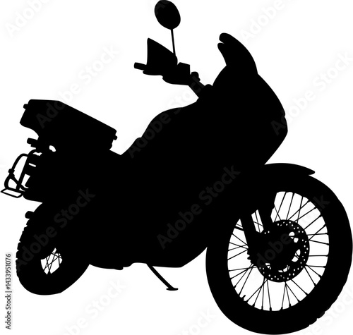Obraz na płótnie A touring motorcycle with a large windshield, frames for side cases, and a trunk box. vector illustration w salonie