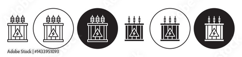 Electric transformer icon solid illustration, pictogram isolated on white design element.