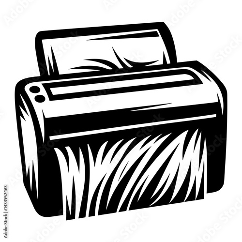 Paper shredder machine in black and white style used in office