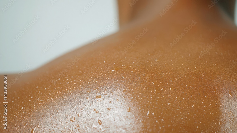 Fototapeta premium Sweaty Skin Close up, Macro shot of glistening skin after exercise.