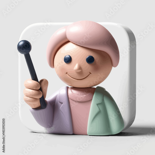 Cartoon Doctor Holding Instrument on White