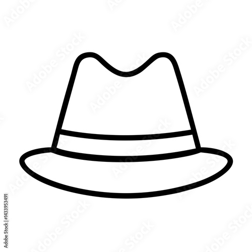 fedoras line drawn beauty fashion industry. vector art - outline icon fedoras, isolated white background