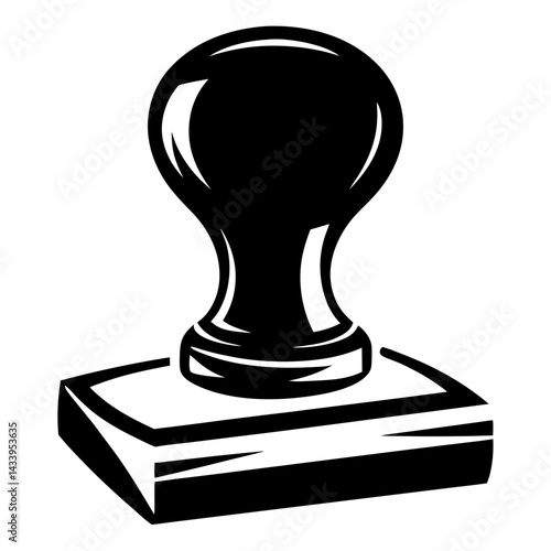 Monochrome vector illustration of a classic rubber stamp, isolated on white