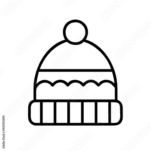 beanies line drawn beauty fashion industry. vector art - outline icon beanies, isolated white background