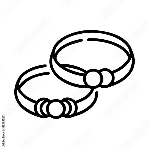 bracelets line drawn beauty fashion industry. vector art - outline icon bracelets, isolated white background