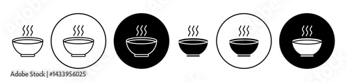 Soup bowl icon solid illustration, pictogram isolated on white design element.