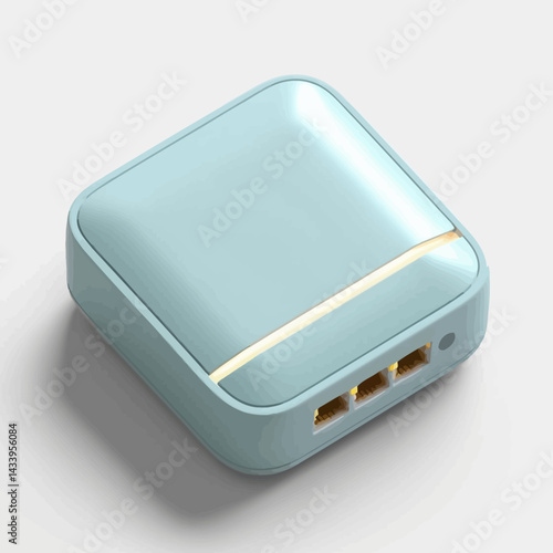 Blue Wireless Router with Ethernet Ports