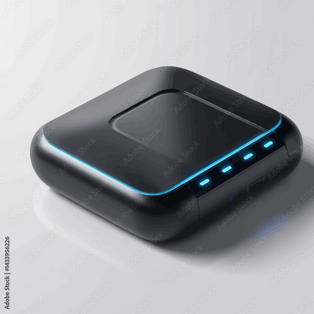 Modern Black Tech Device with Glowing Blue Accents Modern Black Tech Device with Glowing Blue Accents