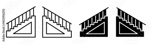 Stairs icon solid illustration, pictogram isolated on white design element.