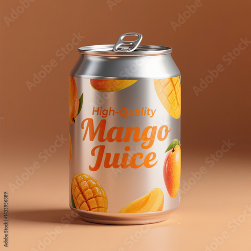 High-Quality Mango Juice Can Mockup for Packaging Design